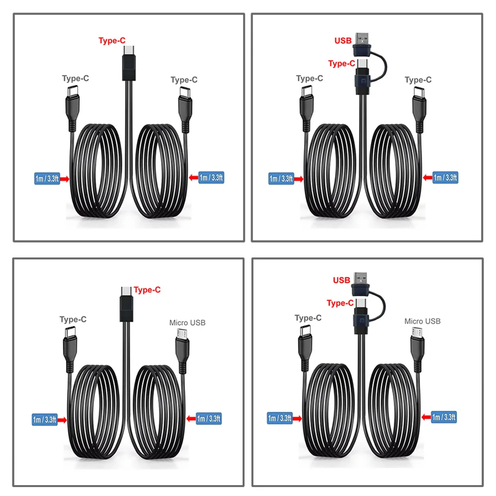 Universal Dual USB-C Splitter & Multi-Charging Cable