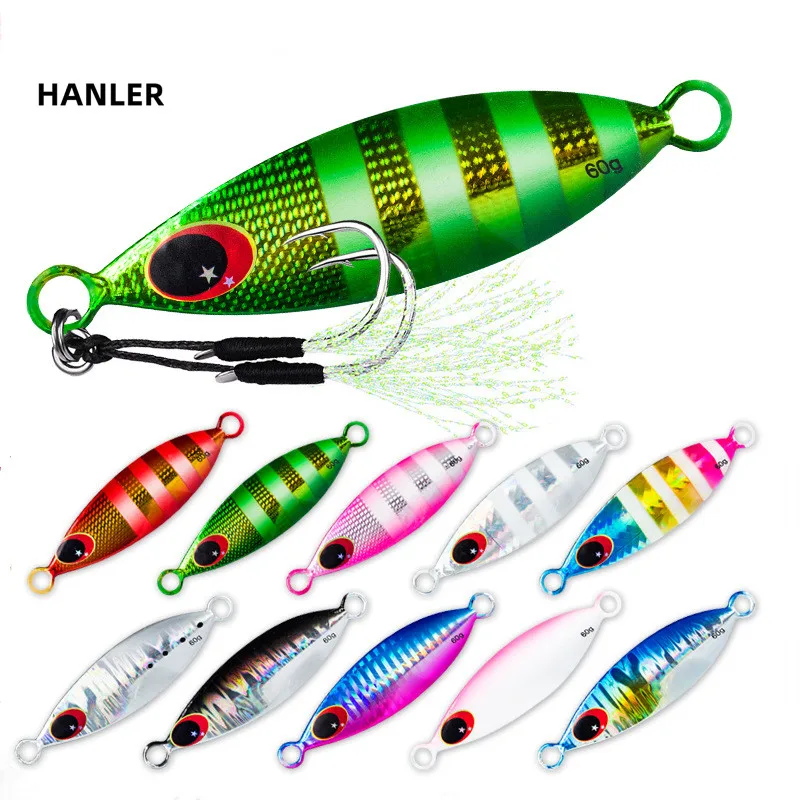 

HANLER Metal Jig Spoon Lure 10G 20G 30G 40G 60G Artificial Bait Shore Slow Jigging Super Hard Bass Fishing Tackle Sea Boat