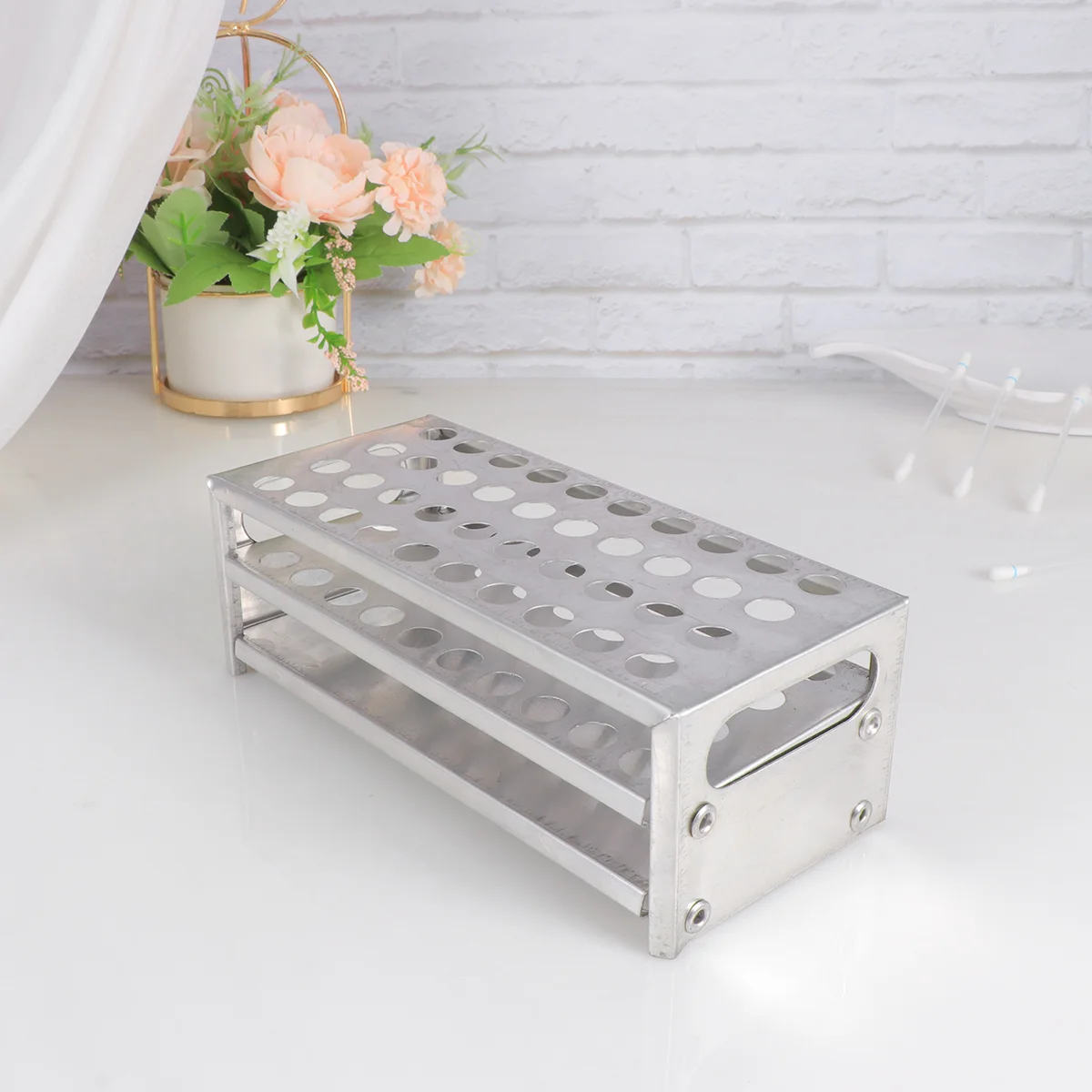 

Портативная стойка для пробирок, алюминиевый держатель для трубки для забора крови, школьное оборудование, органайзер для хранения для лаборатории (40x125)