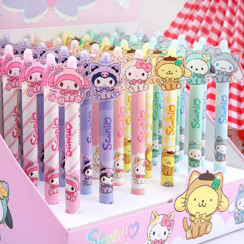 

New Genuine Sanrio Gel Pen 36pcs Erasable Cartoon My Melody Kuromi Pens Blue 0.5 Student Stationery Cute Patch School Kids Gift