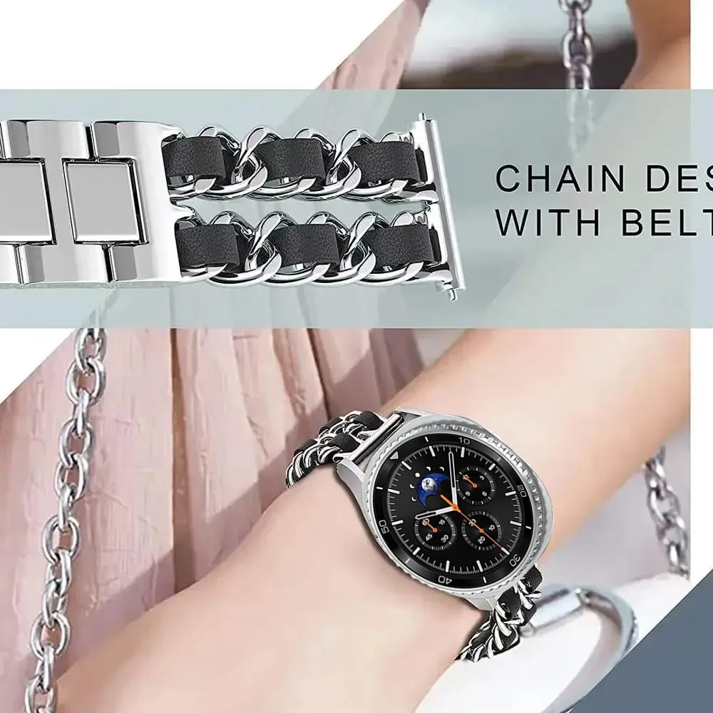 Stylish Metal & Leather Strap Fashion Wristband