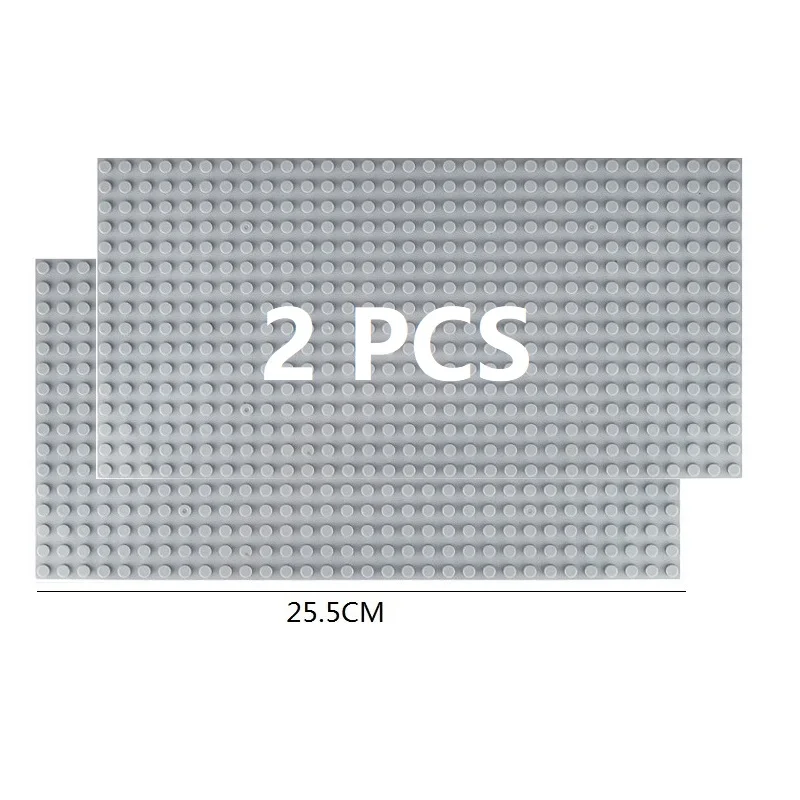 Set of 2 Classic Building Baseplates - Large Plastic Construction Block Bases