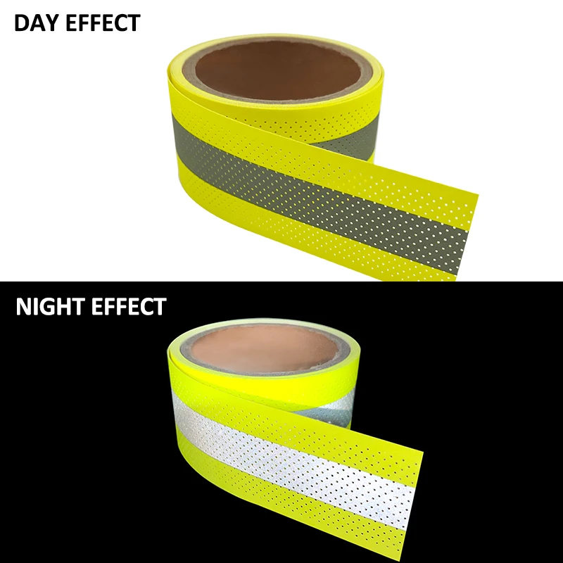 VOOFENG Flame Retardant Reflective Fabric with Holes Fluorescent Yellow Warning Tape Sew on Firefighter Clothes RS-FR03K