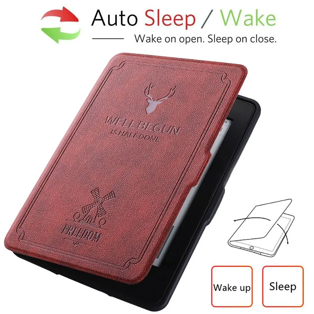 PU Leather 6 inch E-Reader Smart Case Auto Sleep/Wake Shockproof DP75SDI Protective Shell Funda for Kindle Paperwhite 1/2/3