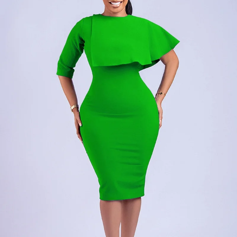 

African Dresses For Women 2023 Spring Summer Africa Clothing Pencil Dress Sexy Perspective Slim Office Party Midi Dress