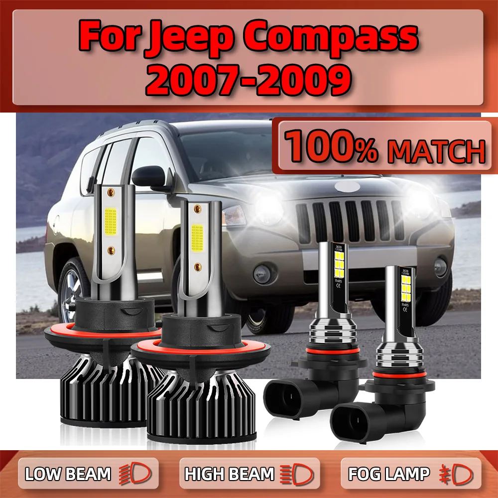 

40000LM Canbus LED Headlight Bulbs 240W Car Headlamps 6000K White Auto Fog Lamps 12V 24V For Jeep Compass 2007 2008 2009