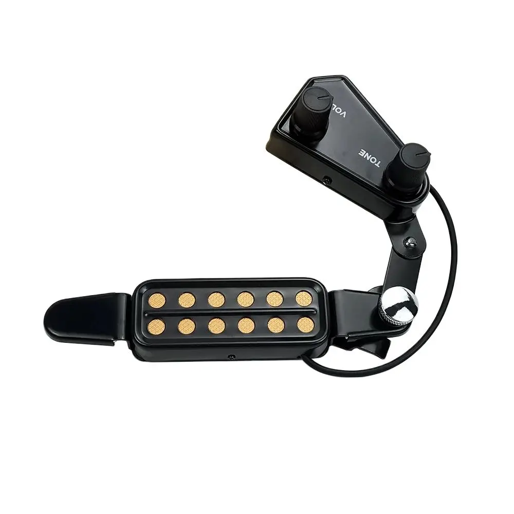 12-Loch-Tonabnehmer für Akustikgitarre, Schallloch-Tonabnehmer, magnetischer Wandler mit Tone-Volume-Controller, Audiokabel