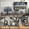 L Shaped Desk with Pegboard and Drawers, Reversible 67” Gaming Desk with RGB Light and Power Outlet, Computer Corner Desk with 5