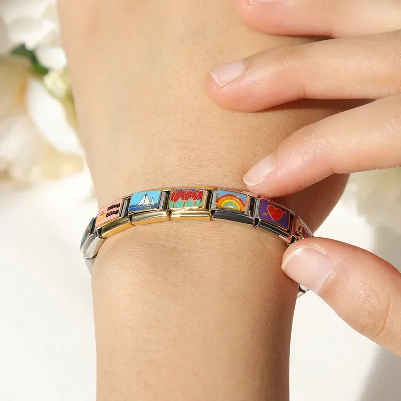 Charm Bracelet Daisy Flower Heart Charm 9mm