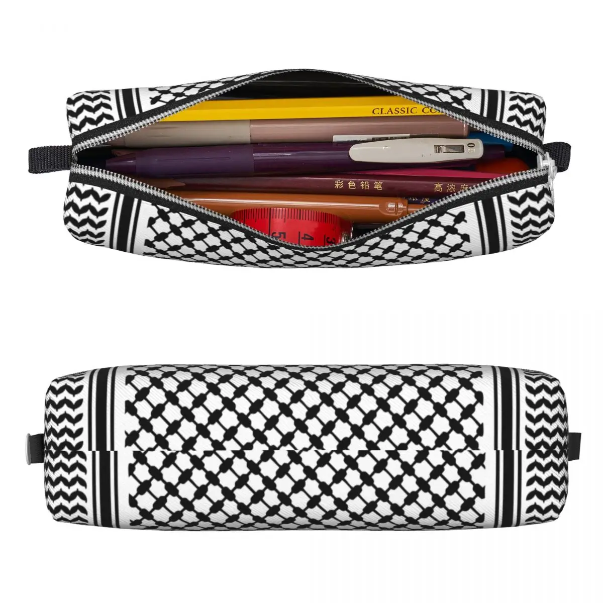 학생 가방용 패션 블랙 아랍 Keffiyeh 펜슬 케이스, 학생 학교 선물, 팔레트 아랍어 펜슬 케이스