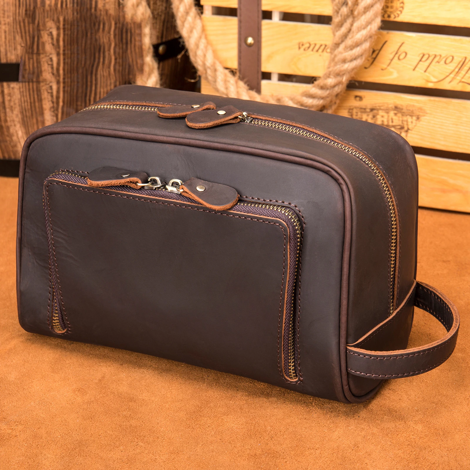 Bolso de mano con de de lujo para hombre y bolsa de de cuero para cosméticos, bolso grande de viaje para maquillaje|Carteras| - AliExpress