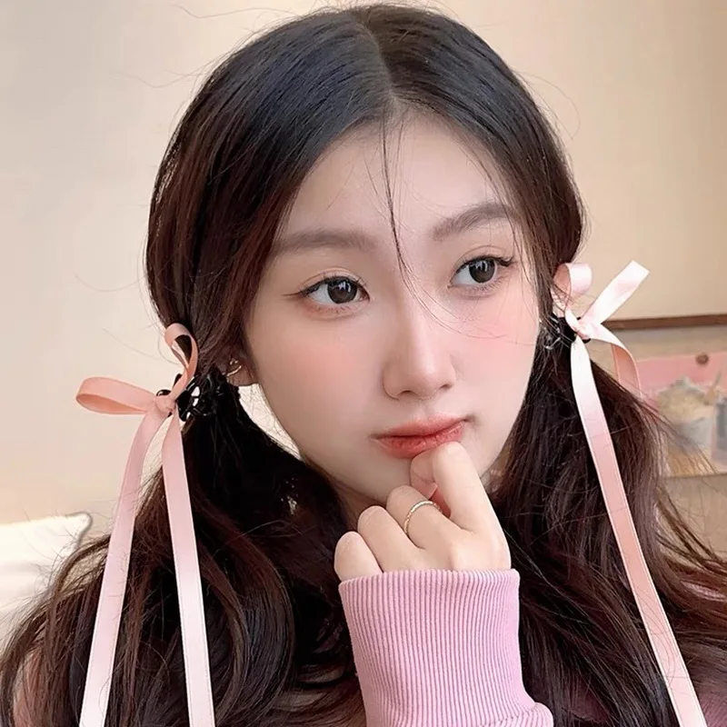 2 stücke niedlichen Band Haars pange Klaue für Mädchen rosa Bogen Haars pange Frauen kleine Clip Klaue süße Bowknot Haars pangen y2k Zubehör – Detail 2