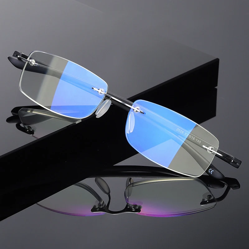 Lesebrille Männer Frauen tr90 Business Presbyopie Brillen ultraleichte rahmenlose HD-Brillen Anti-Blaulicht Gafas 1,0 bis 4,0