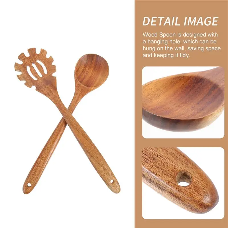 Spoon Wooden Ladle Kitchen Spaghetti Soup Cooking Pasta Spoons Serving Slotted Noodle Serverscooper Mixing Rice Scoop Utensils