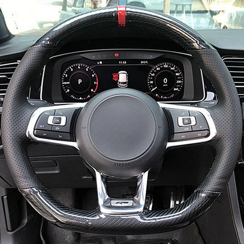 Auto-Lenkradbezug, rutschfest, schwarzes Wildleder, für Volkswagen Golf 7 GTI Golf R MK7 Polo Scirocco 2015 2016, Autozubehör – Detail 4