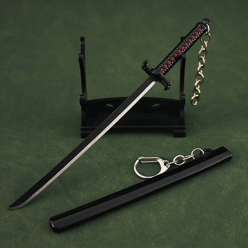 

Bleach Weapon Keychain Kurosaki Ichigo Sword Key Chain Mainan Swords Weapons Metal Anime Full metal Ornaments Anime Toy Gifts