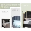 King Size Bed Frame and 65" Headboard, Upholstered Beds with Golden Plating Trim, Modern Platform Bed No Box Spring Needed 5