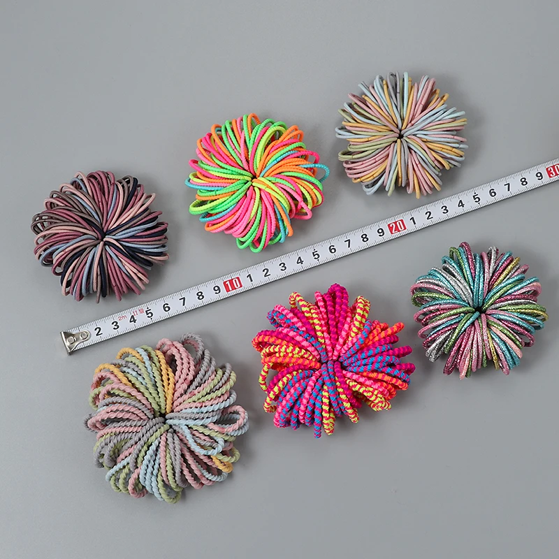 100 Pcs Candy Color Hair Bands for Girls