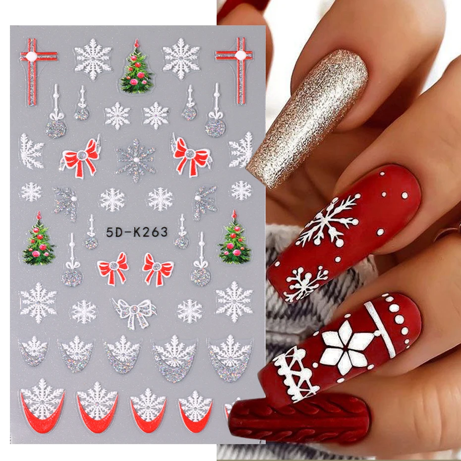 Description Picture 4 of item4pcs 5D Cute Christmas Snowman Nails Decals Winter Snowflake Santa Claus Snow Nail Stickers Slider Decoration Embossed Manicure