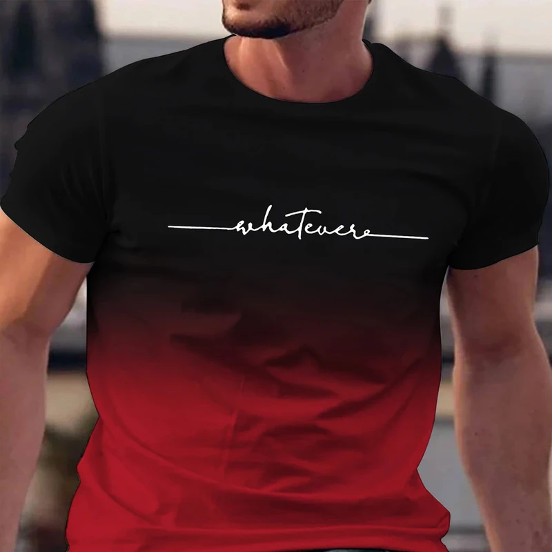 Summer Men's Clothing Whatever Print Short Sleeve Men