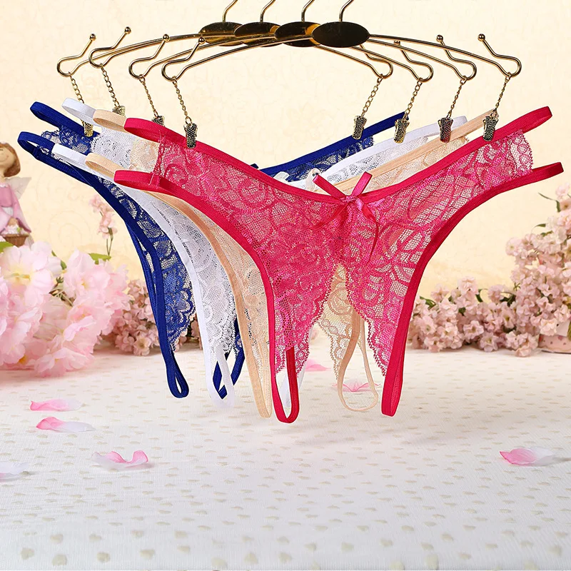 

Transparent Women's Panties Female Lace Underwear Open Crotch Thongs Sexy Lingerie Erotic Panty Hot G-String Cute Bow