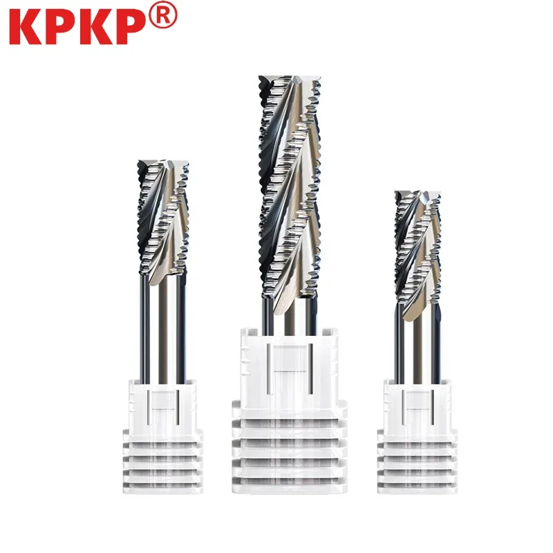 Carbide Ripper HRC55 4 Flute Coated Carbide Coarse Pitch CNC 3 Flute Lapped 45 Degree ...
