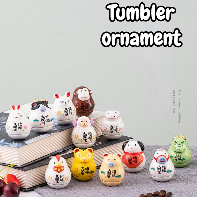 Tumbler Fortune Cat Figurine Decorative Fortune Cat Ornament Desktop Cat  Decor Cat Tumbler Toy 