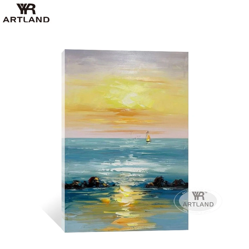 

Modern Abstract Sunrise Waves Seascenery Wall Picture For Living Room Hand Painted Oil Painting On Canvas Art Poster For Porch
