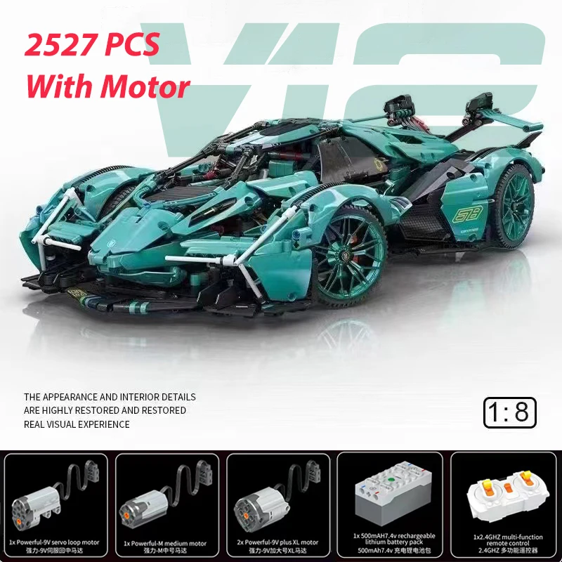 

New High-Tech MY88001 B 2527Pcs Creative Moc V12 Super Sport Racing Car Model Bricks Building Blocks Toy Children Gift
