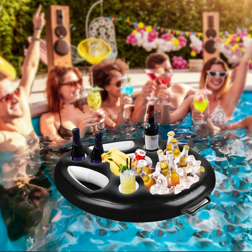 Support de boisson flottant pour piscine, accessoires de bain à remous pour  adultes, plateau de piscine flottant pour la nourriture et les boissons  pour la fête de la piscine