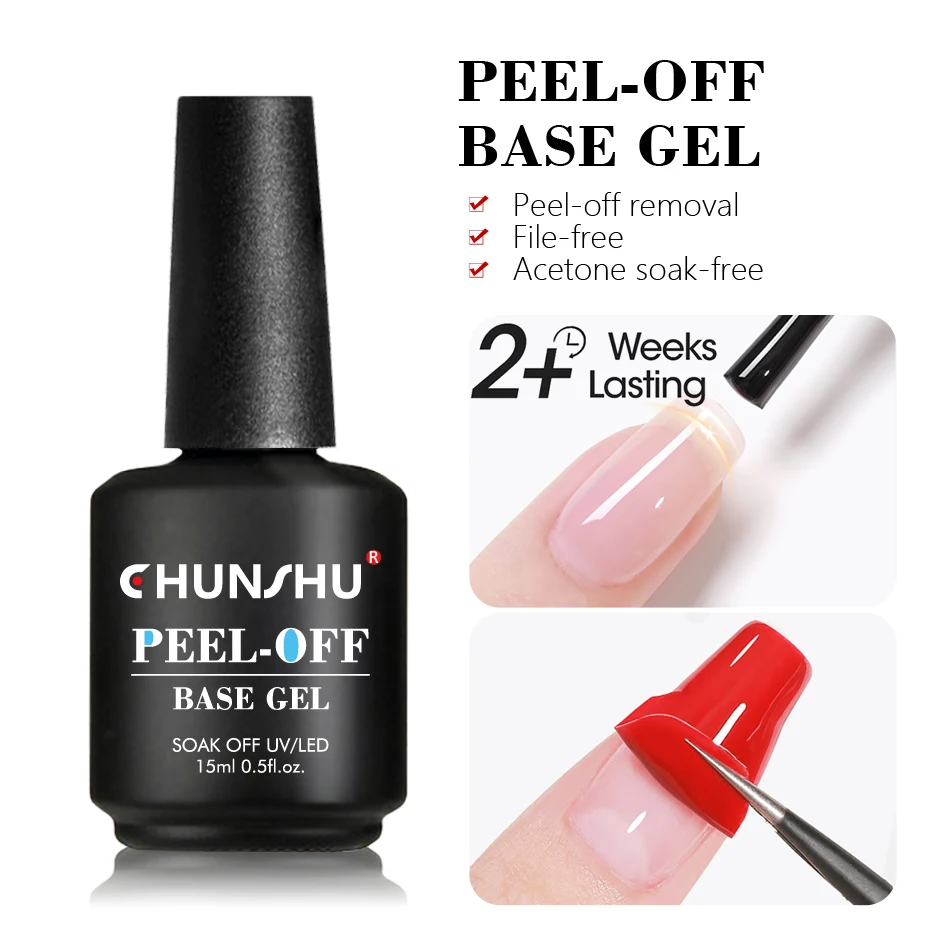 CHUNSHU 15ML Peel Off Base Coat UV Gel Nail Polish Clear Peelable Protect Care Nails Art Titanium Top Coat For Practice Beginner