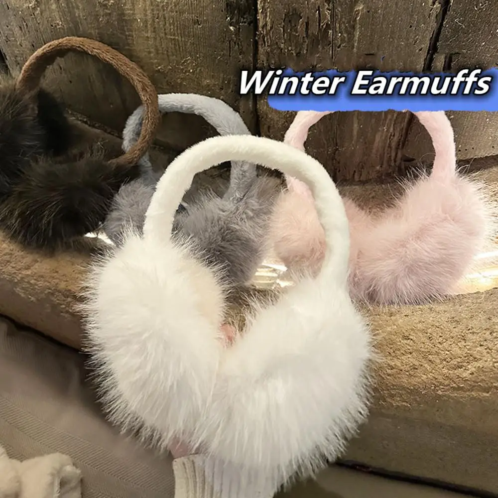 Winter Furry Fur Earmuffs For Women Folding Ear Warmer Imitation Rabbit Fur Earflap Outdoor Cold-proof Ear Cover Y2k Accessories