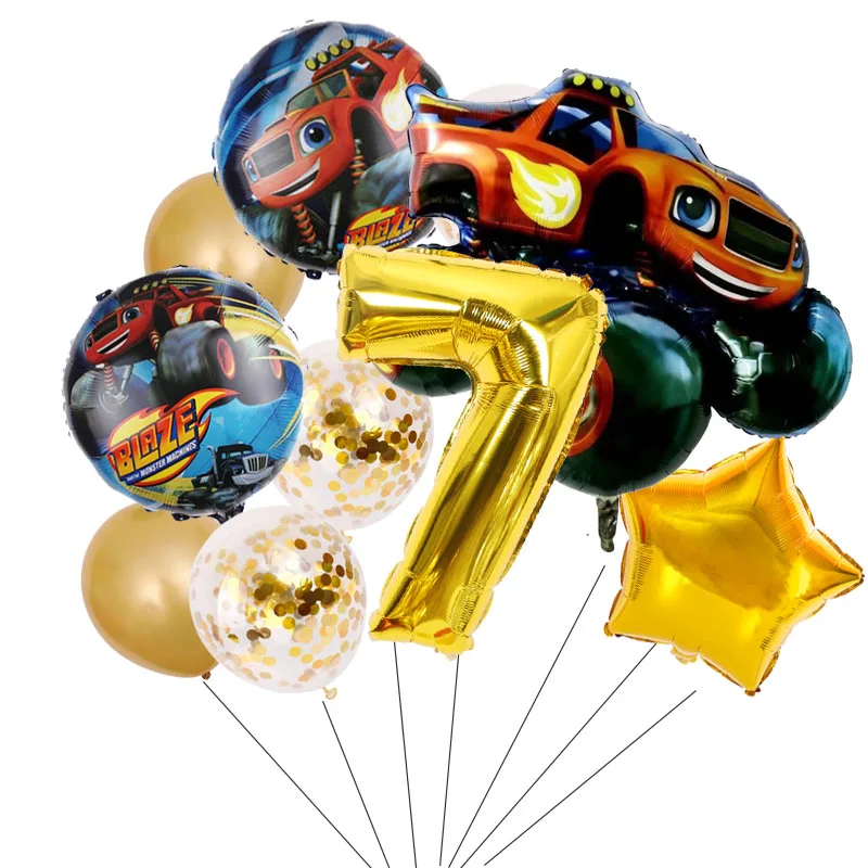 Birthday Party Decoration Supplies Blaze Monster Balloons Cartoon Car Boy Happy Birthday Baby Shower
