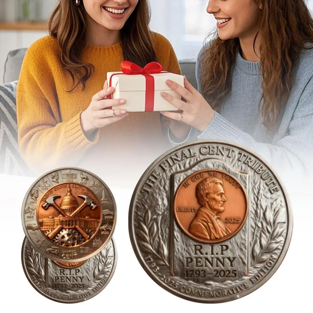 4cm Final Cent Memorial Coin (1909-2025) Last Tribute Token Historical Commemorative Coin Vintage-Style Keepsake For Collectors