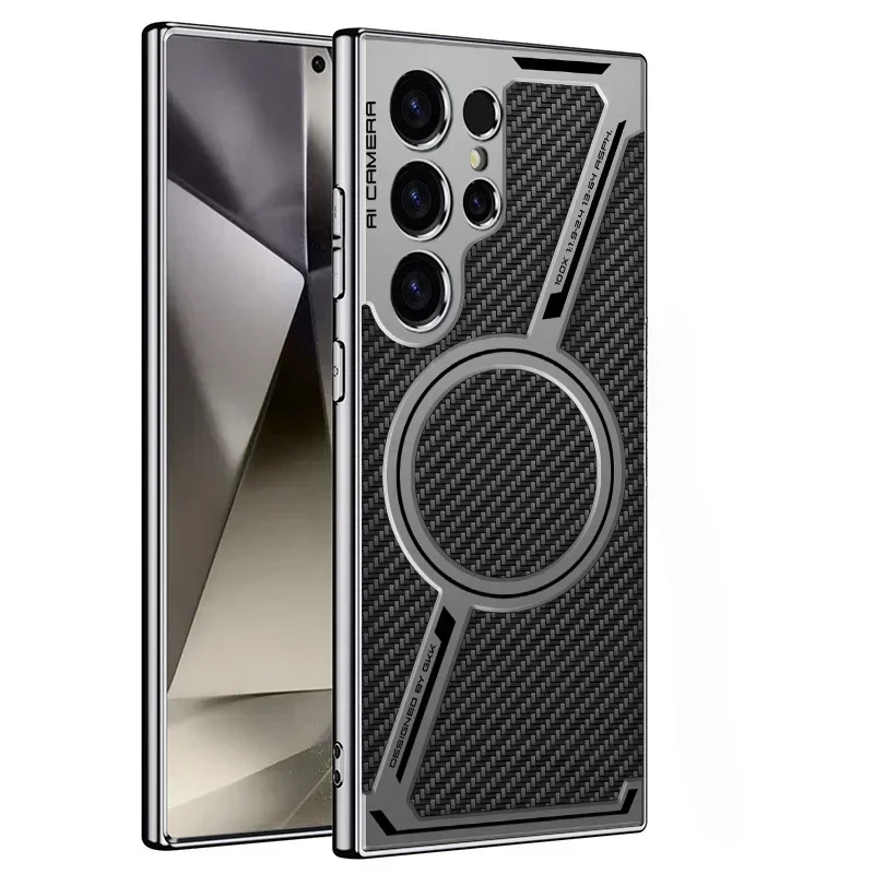 Electroplated Leather Magnetic Wireless Charging Phone Case - Ultra Protective Back Cover