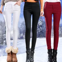 Thiened Fce Lined High Waist Winter Leggings Women's Slimming White Base Layer Pants Bla Pencil Pants Long Trousers