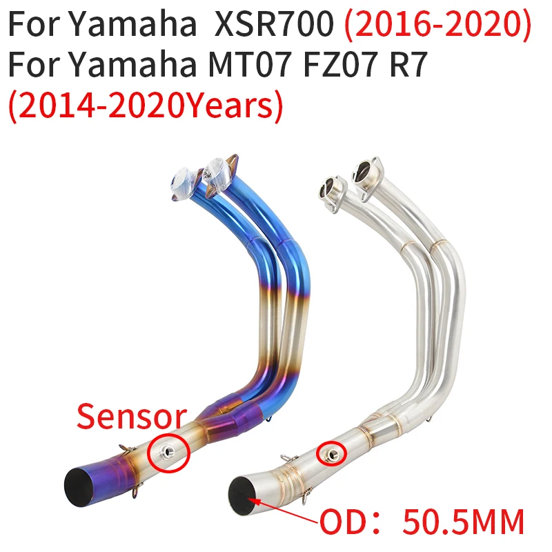 

Slip For Yamaha YZF MT07 FZ07 R7 XSR700 2014 2016 - 2020 51mm Motorcycle Exhaust Escape System Modified Muffler Front Link Pipe