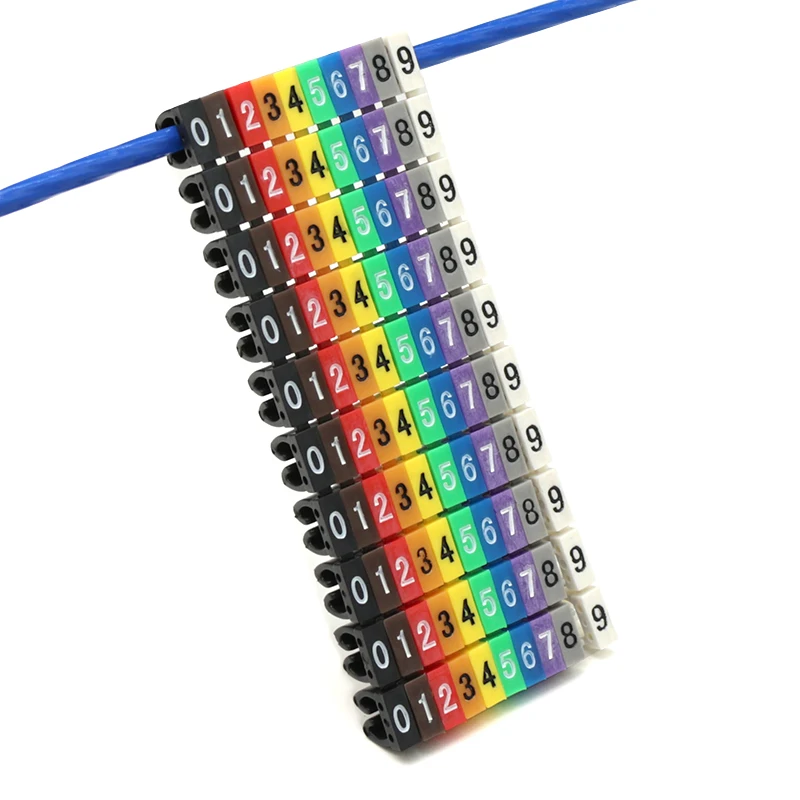 100/150pcs Cable Markers Colourful C-Type Marker Number Tag