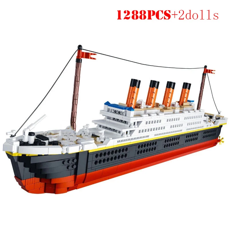 

Ship Model Building Block Large Cruise Boat Ship Steamship Bricks 3D Collection Diy Assemble Toys Ornament Decor Children Gift