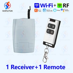Smart WiFi RF Garage Door Opener - Tuya-Enabled Sliding Gate Remote Switch with 12V/24V Relay Module (1Receiver  1Remote)