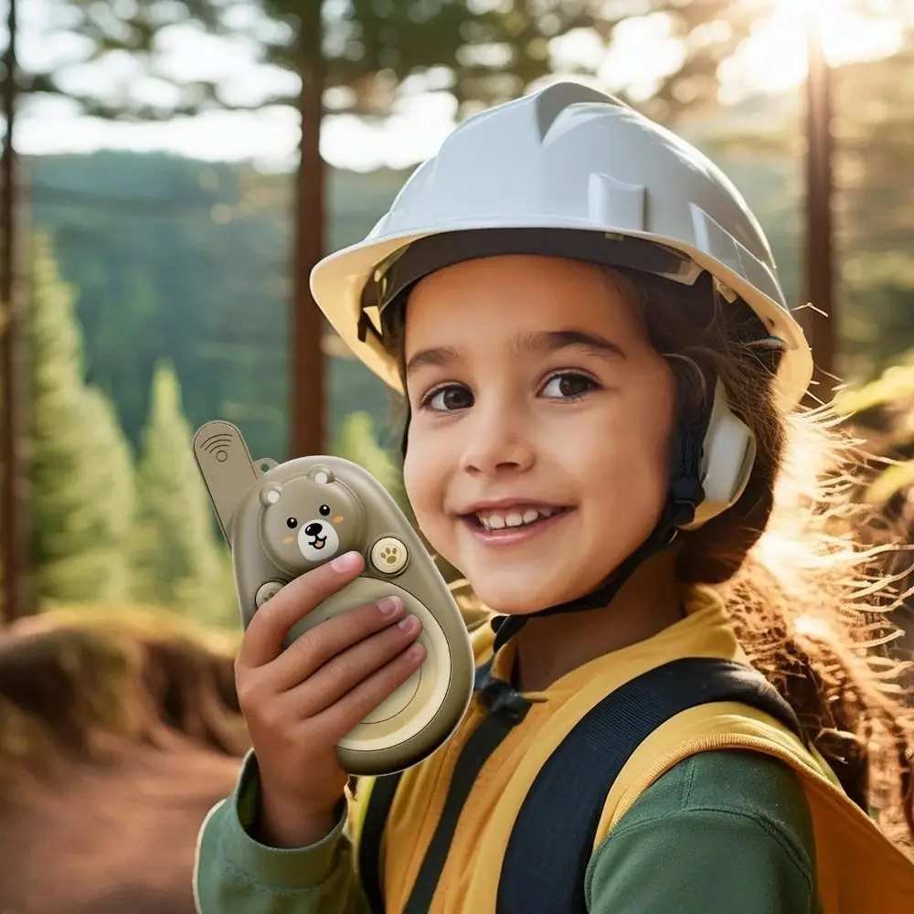 1쌍의 귀여운 곰 무전기 착용형 목걸이형 장거리 무선 통신 원클릭 통화