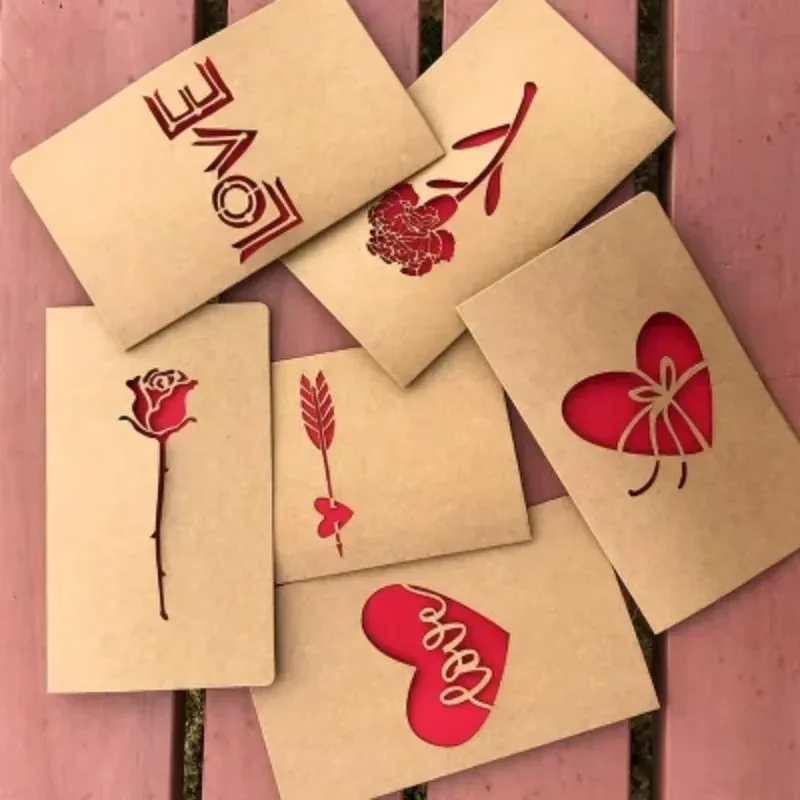 1 Hollow Valentines Day Mother's Day Card/kraft Paper Card Holiday Card Birthday Card Blessing Gift Card