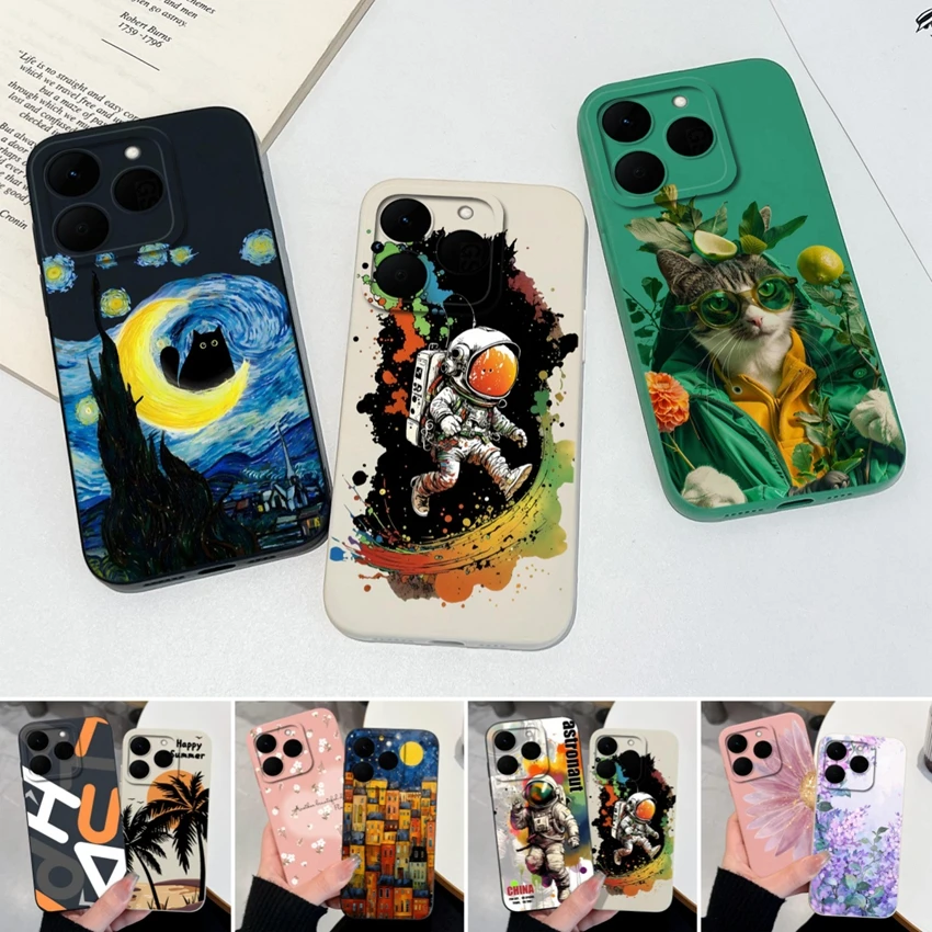 Starry Sky Cat Pattern Liquid Silicone Phone Case – Fashionable Anti-Drop Bumper Cover