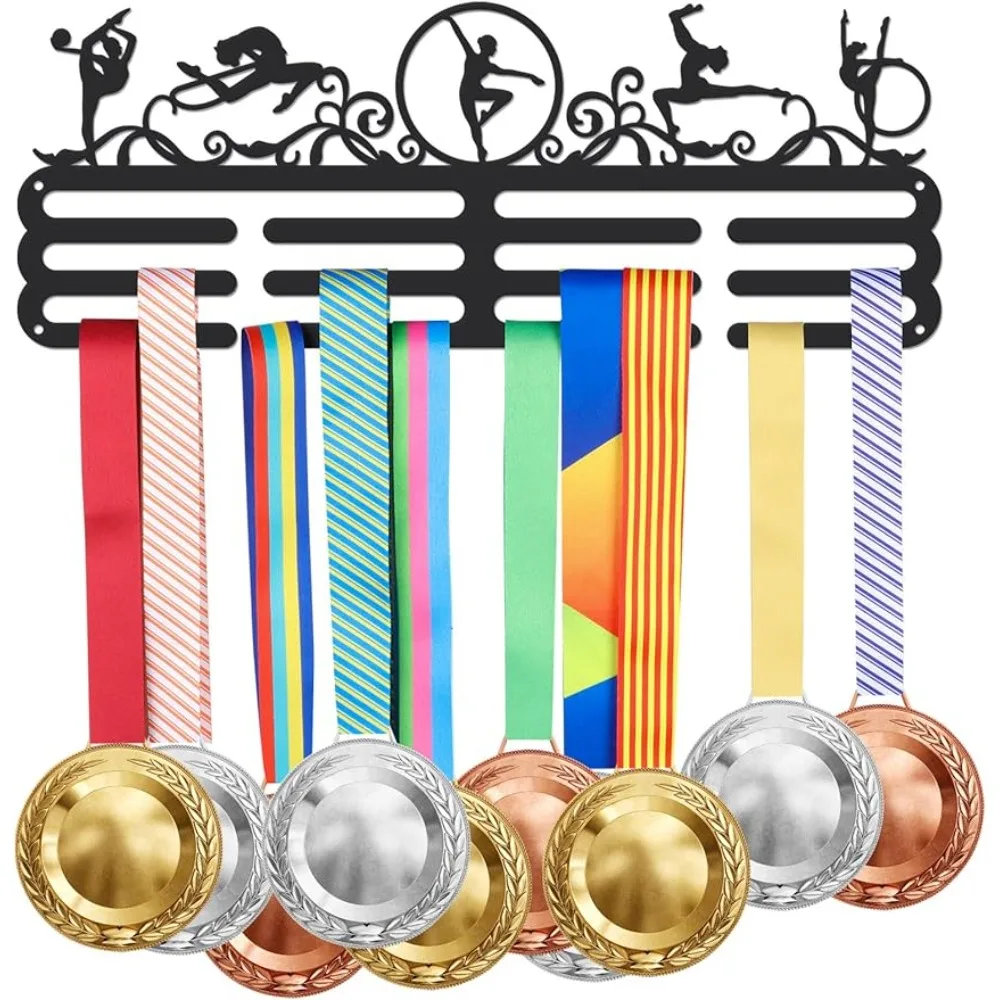 

Gymnastic Medal Hanger with Crimp Medal Holder with 12 Lines Sturdy Steel Award Display Holders for Over 60 Medals Wall Mounted