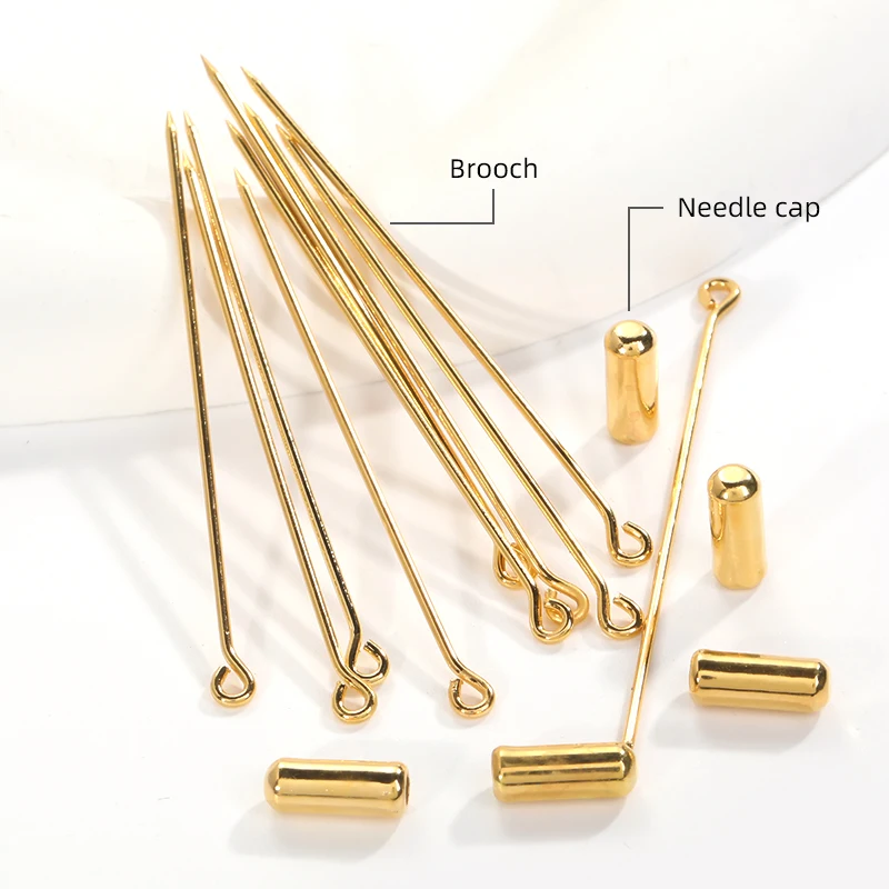 5CM/7CM Brooch Pin for Jewelry Making 10/50Pcs Metal Gold Loop Eye Long  Safety Brooch Pins With Caps Plated Crafts Findings - AliExpress