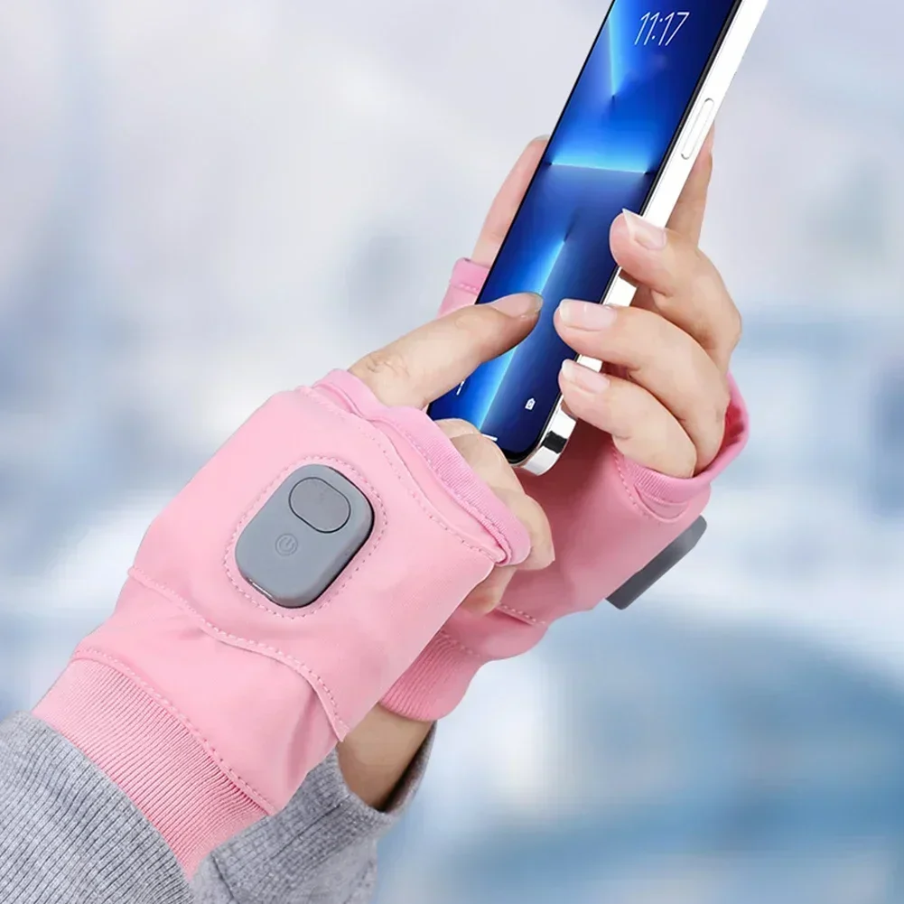 Rechargeable Heated Gloves 360 Degree Thermal Heated Gloves Winter Windproof Warm Fingerless Gloves for Outdoor Hiking Cycling 5