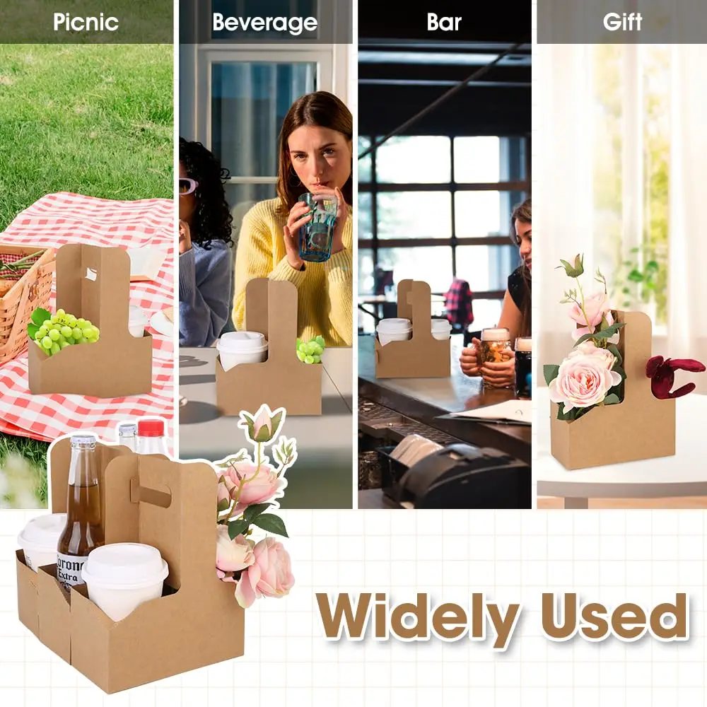 Drink Holder with Handle Paper Cup Holder Coffee Drink Holder Tray Disposable Takeaway ... - SKU DHH01300 - UGI Packaging