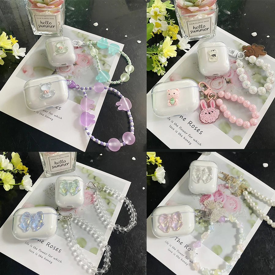 Чехол для Haylou T33/Moripods, милый силиконовый чехол со шнурком, прозрачный чехол для наушников с брелоком