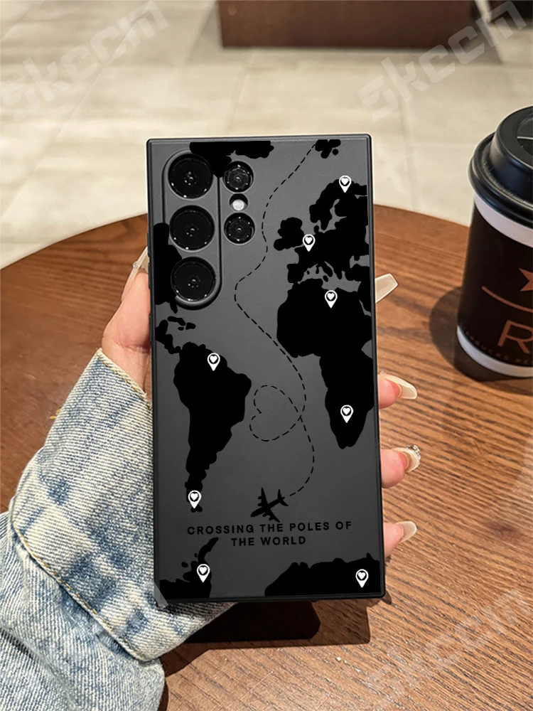 Elegant Black Map Love Heart Travel Case Cover