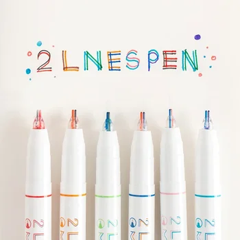 6PCS Dual-Line Color Marker Pens 1